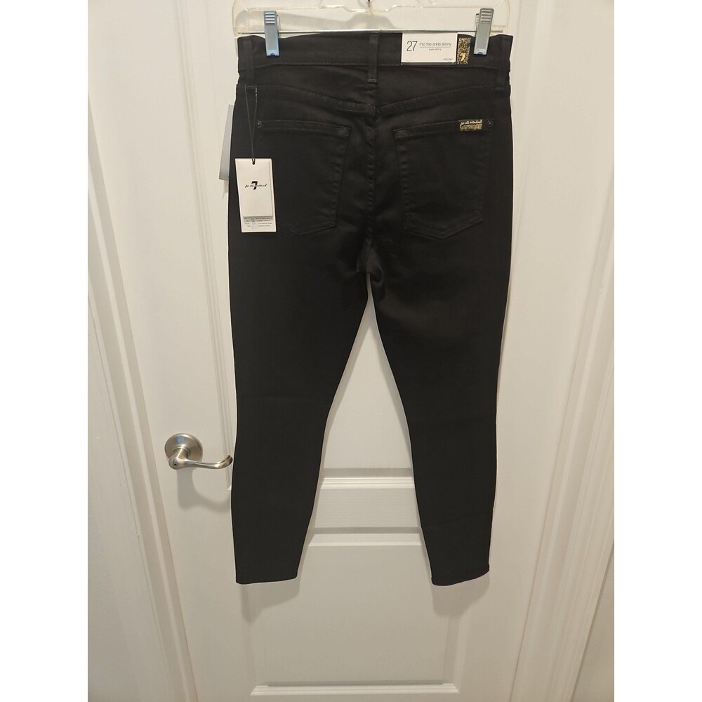 NWT 7 For All Mankind Black Gold Studded Embellished Skinny Jeans Size 27 - Picture 4 of 6